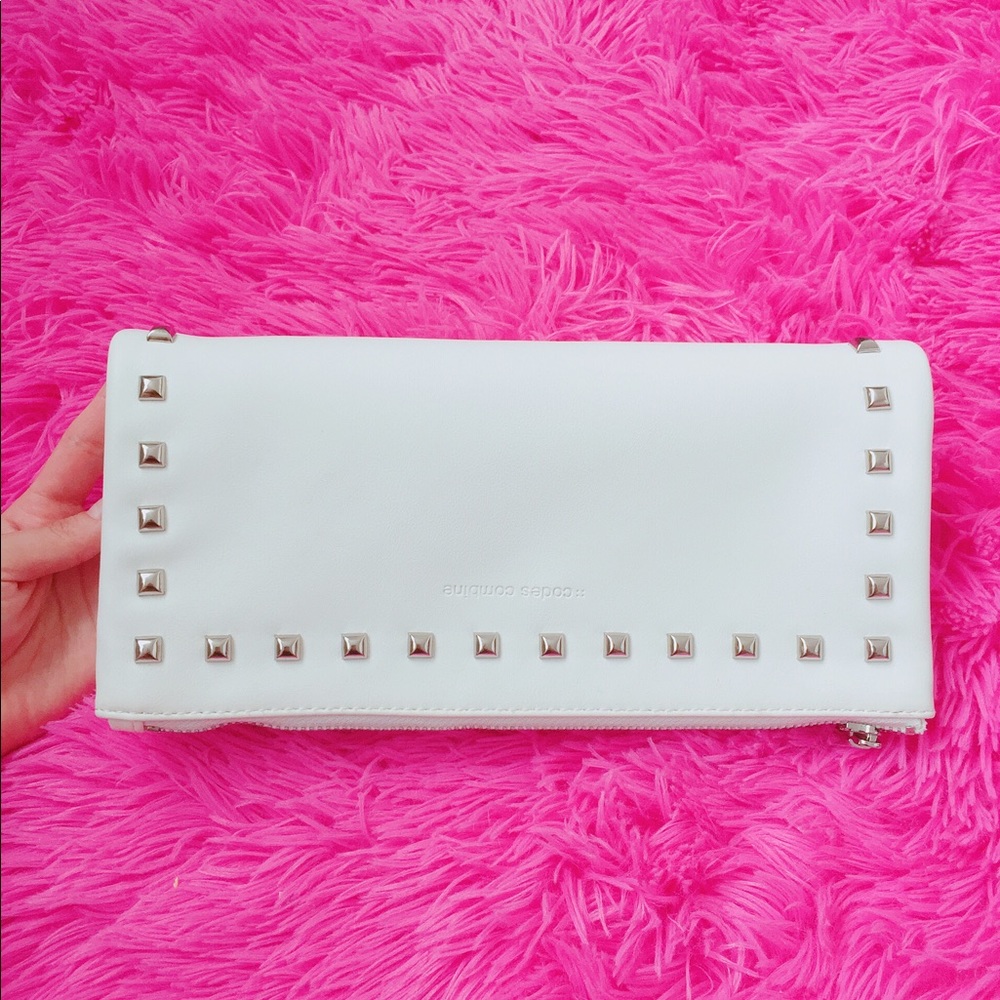 Codes combine white studded clutch new